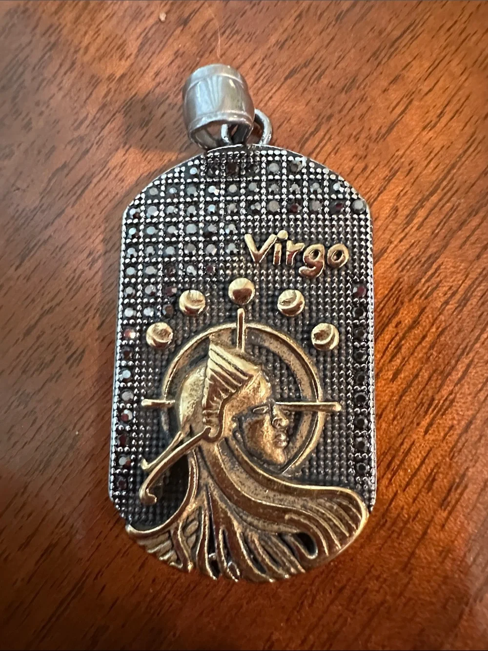 Virgo Zodiac Pendant Necklace - Two-Tone Silver & Gold‎